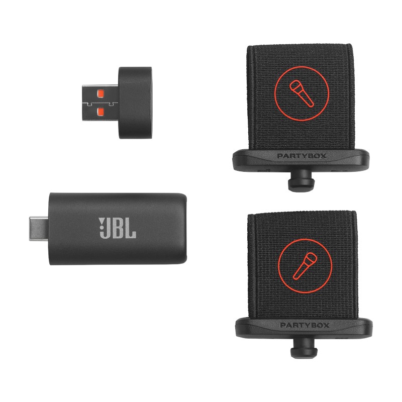 Micrófonos JBL 2 inalámbricos con receptor USB-C recargable para altavoces PartyBox