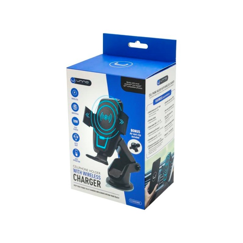 Base para Celular Carga Inalámbrica Unno Tekno CH3009BK Brazo Extendible