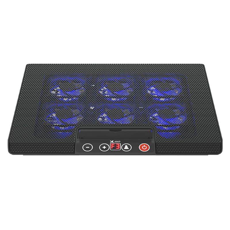 Base de enfriamiento Xtech XTA-161 para laptop hasta 17" con 6 ventiladores y LED azul