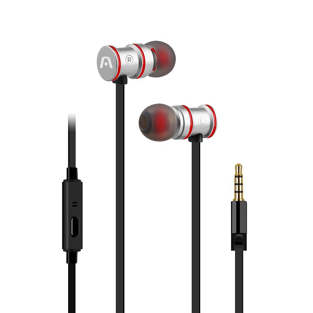 Audífonos Argom 3.5mm In-ear Ultimate Sound Klass con Micrófono Plateado