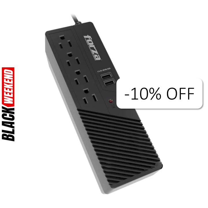 Regulador de Voltaje Forza 1000VA 500W FVR-1011USB 4 Salidas