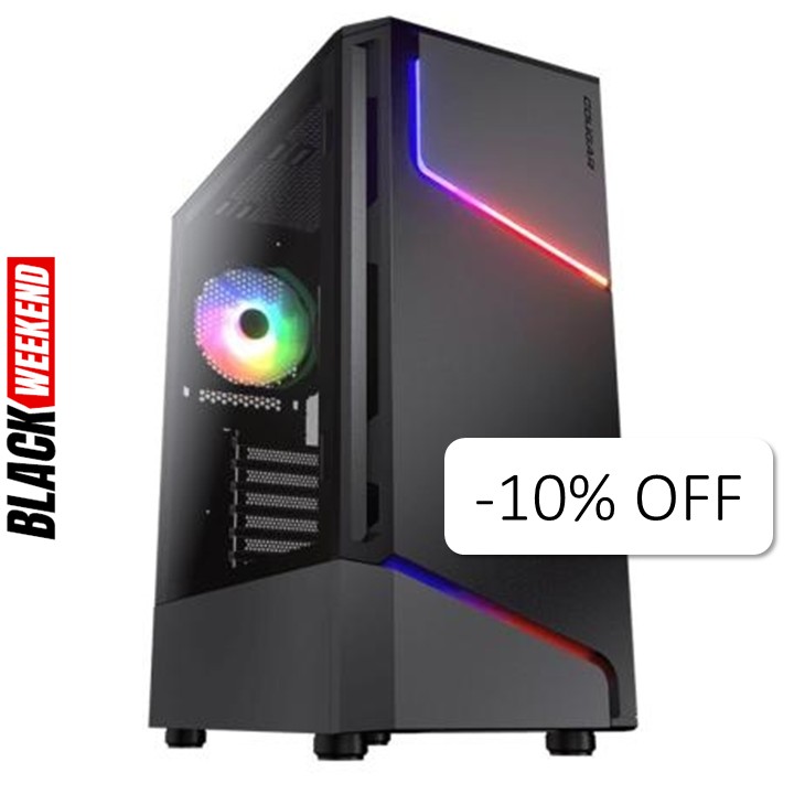 Case Gaming Cougar MX360 RGB Media Torre Vidrio Templado ATX Negro (Sin Fuente)