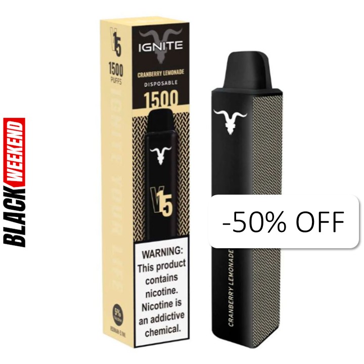 Vape Electronico Ignite V15 1500 Puffs Nic 5g Cranberry Lemonade