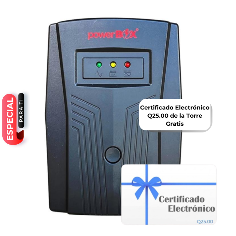 UPS 500VA PowerBox PBR506 250W 6 Salidas