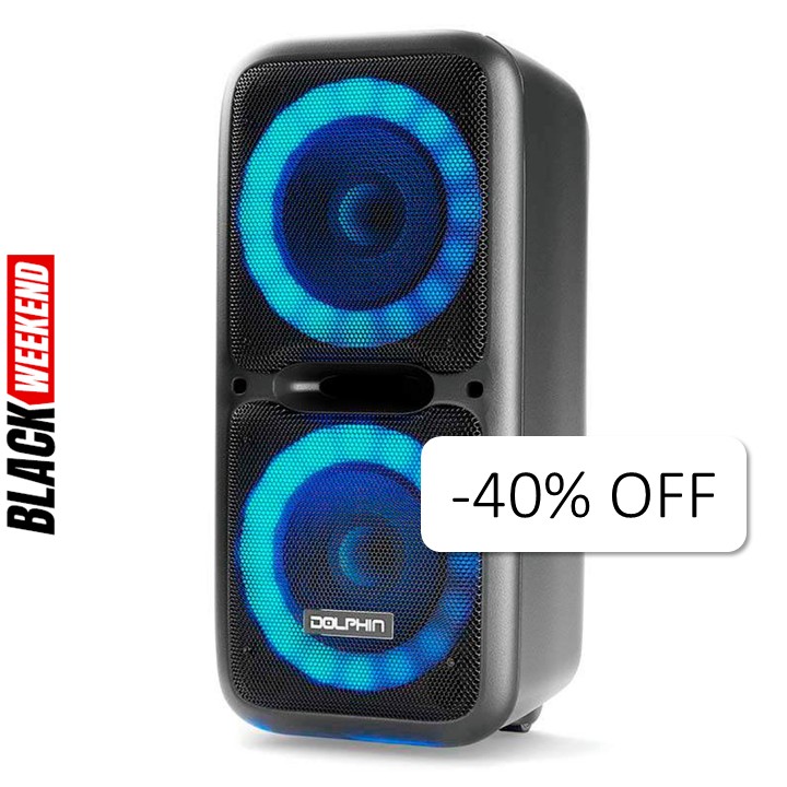 Bocina Bluetooth Dolphin SP-2120RBT Party Speaker Dual 12” 3600W Negro