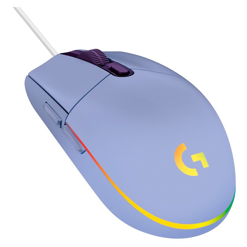 Mouse Gaming Logitech G203 LIGHTSYNC Óptico 8000DPI 6 Botones Lila