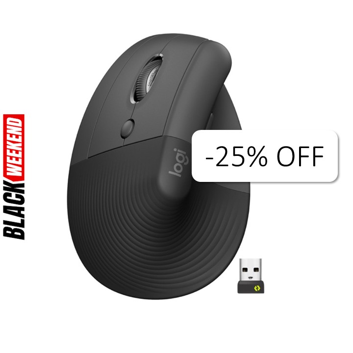 Mouse Inalámbrico Bluetooth Logitech Lift Left Ergonómico 4000DPI Negro + Receptor USB