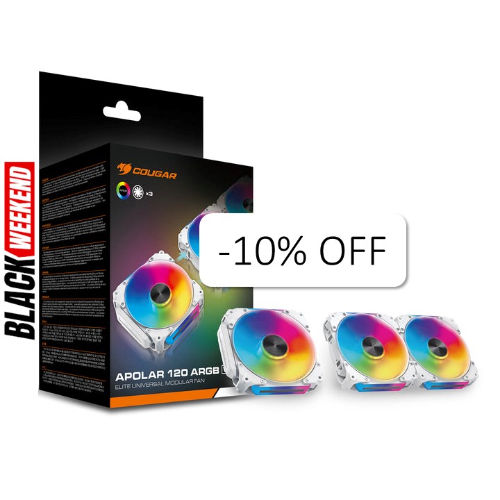 Kit de 3 Ventiladores Cougar APOLAR 120mm ARGB Blanco