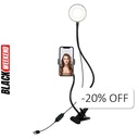 Aro de Luz VTA+ con Soporte Ajustable para Celular USB Negro