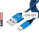 Cable USB a USB-C Unno Tekno CB4061BL 1.5 Metros Trenzado Azul