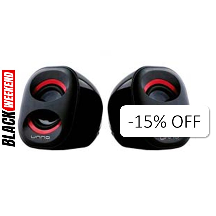 Bocina 2.0 Unno Tekno Brazza SP9012RD 6W Negro y Rojo