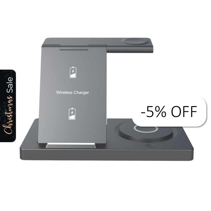 Cargador Inalámbrico Unno Tekno PW5119BK 3 en 1 ChargePro 15 W Gris