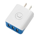 Cargador de Pared Unno Tekno PW5054WT Triple USB-A 3.1 20W​​ Blanco/Azul
