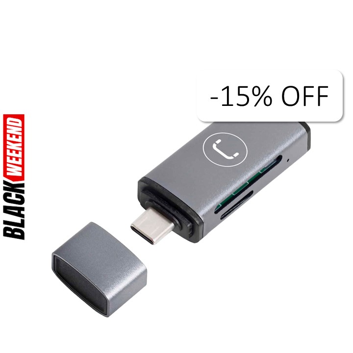 Lector de Tarjetas UnnoTekno CR1005GY USB-C 3.0 Universal Gris
