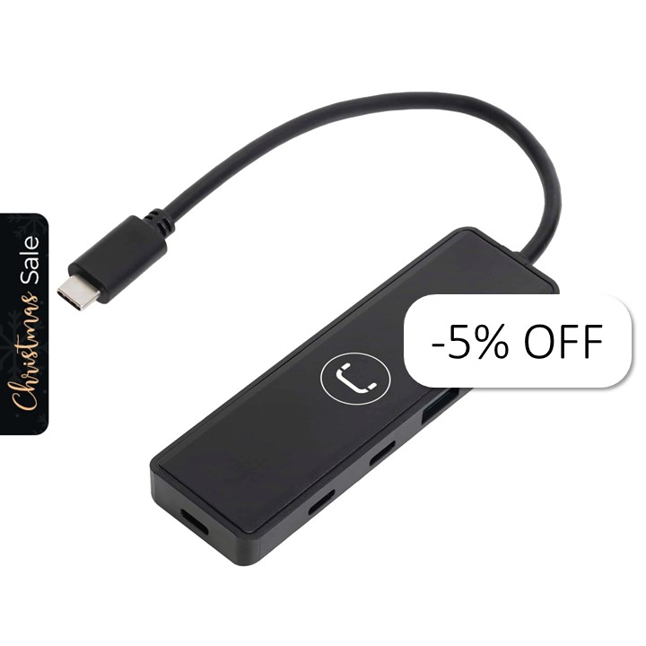 Hub Unno Tekno 4 Puertos HB1012BK USB-C 3.0 Negro