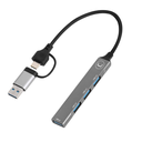 Hub 2 en 1 Unno Tekno 4 Puertos USB + USB-C Gris