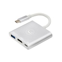 Adaptador Unno Tekno 3 puertos modelo HB1101SV USB-C a HDMI, USB , USB C Plateado