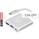 Hub Unno Tekno 3 puertos HB1101SV USB-C Plateado