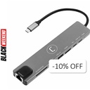 Hub Unno Tekno 8 Puertos HB1109SV USB-C Gris