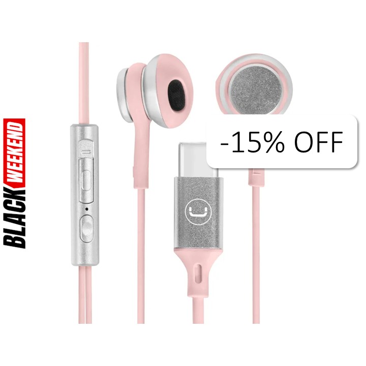 Audífonos In-Ear Unno Tekno HS7005PK USB-C Ultra Rosado