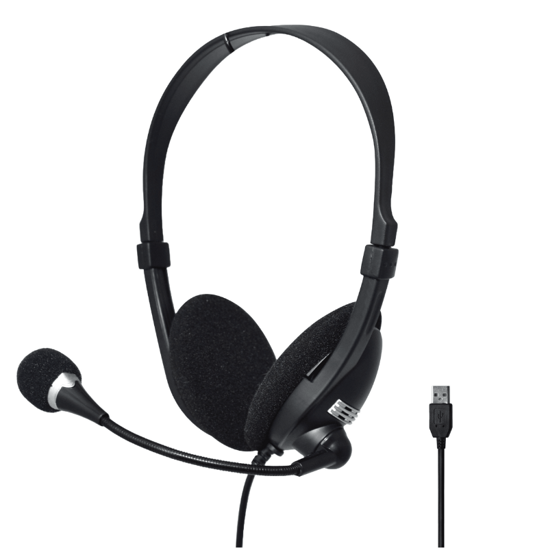 Audífonos Tipo Headset Unno Tekno HS7205BK USB  Ace5 Con Micrófono Negro
