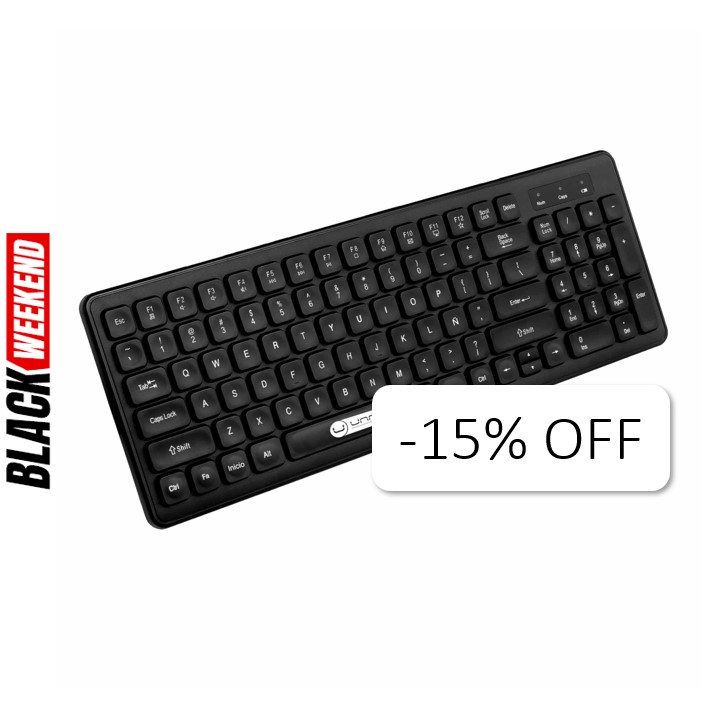 Teclado Inalámbrico Unno Tekno Klass Negro Español