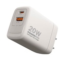 Cargador de Pared Unno Tekno PowerPro Dual USB USB-C 20W​​ Blanco