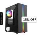 Case Gaming VektorTech EZQ1 Media Torre Vidrio Templado ATX Negro (Sin Fuente)