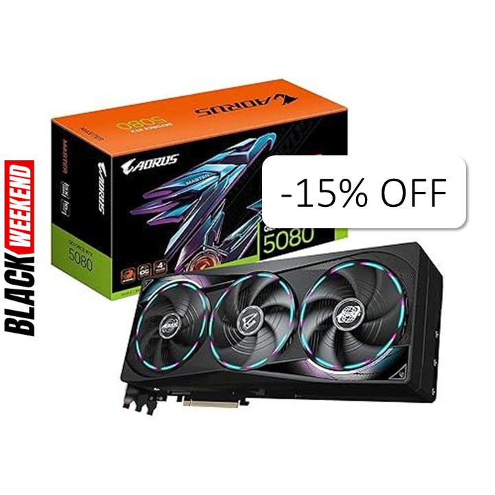 Tarjeta de Video 16GB GDDR7 Gigabyte AORUS GeForce RTX 5080 MASTER HDMI DP PCIe 5.0