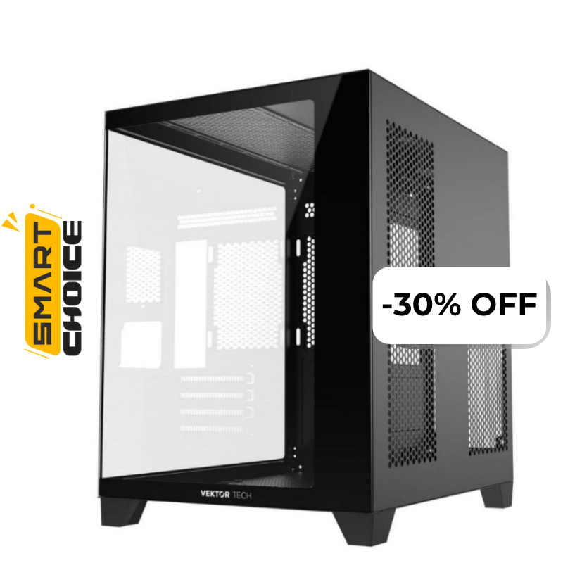 Case Gaming VektorTech QGM-570 Media Torre Vidrio Templado Micro-ATX Negro (Sin Fuente)