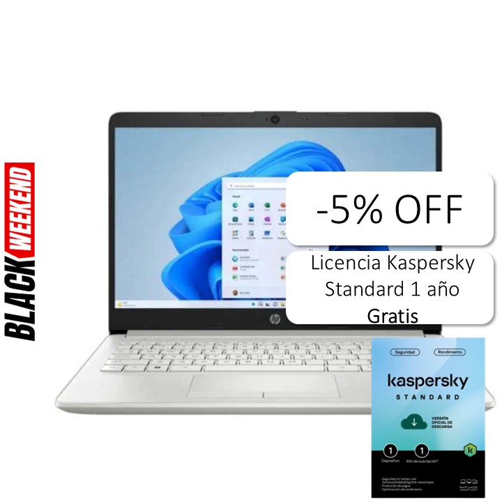 Laptop HP 14-CF2733 14" Celeron N4120 4GB RAM 64GB W11S Home Gris Teclado Inglés