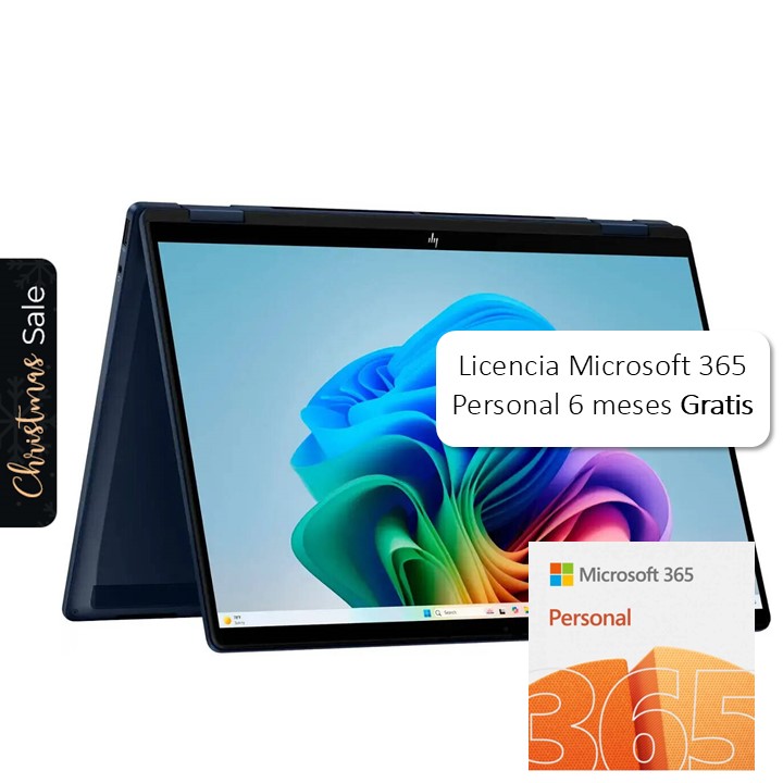 Laptop HP OmniBook X FLIP 2 en 1 14" Touch 2K Intel Core Ultra 7 256V 16GB RAM 1TB SSD W11 Home Azul Teclado Ingles