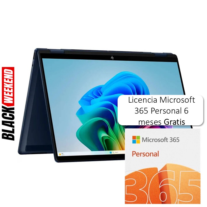 Laptop HP OmniBook X FLIP 2 en 1 14" Touch 2K Intel Core Ultra 7 256V 16GB RAM 1TB SSD W11 Home Azul Teclado Ingles