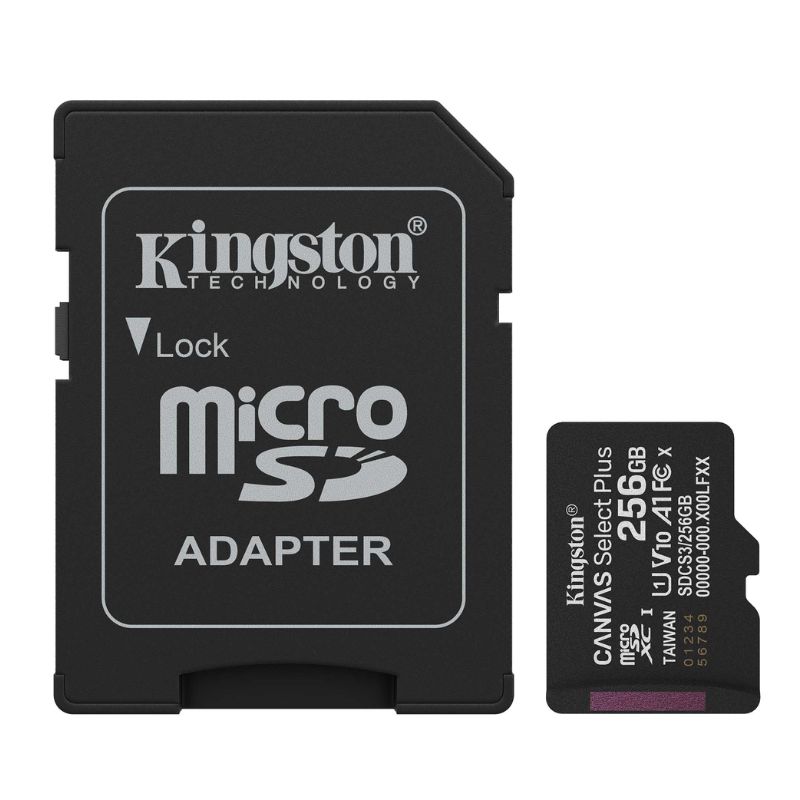 Memoria micro SD Kingston 256GB Canvas Select Plus Clase 10 100Mbps