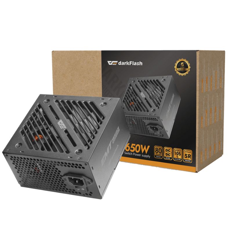 Fuente de Poder 650W DarkFlash EMT 80 Plus Bronce Negra