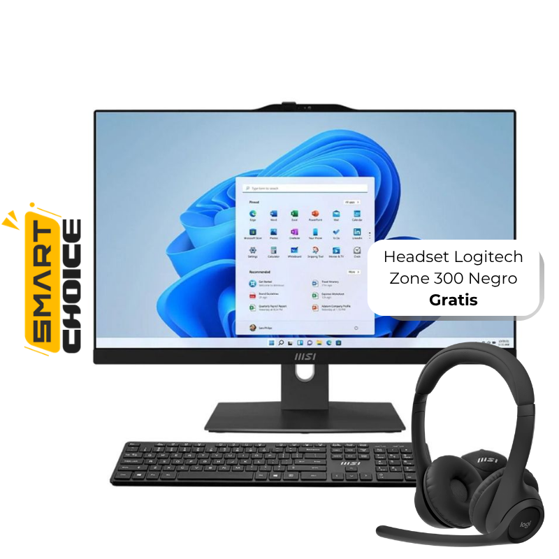 Computadora AIO MSI 1M-839US 23.8" Touchscreen Intel Core 7 150U 16GB RAM 1TB SSD + 1TB HDD Intel Iris Xe W11 Home Negro Teclado Inglés