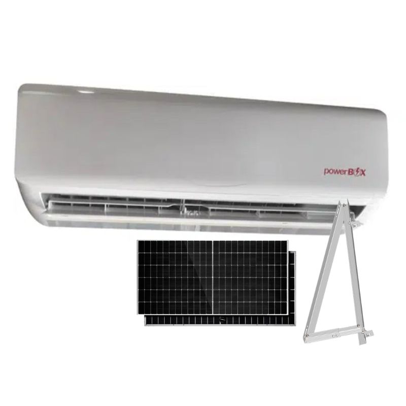 Combo Aire acondicionado PowerBox de 12,000BTU + Panel solar HiTek 600W + Brackets HiTek para techo inclinado