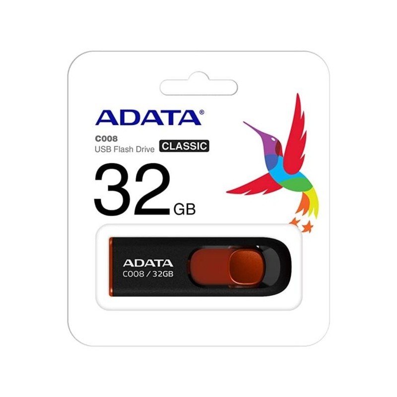 Memoria USB ADATA 32GB AC008 USB 2.0 Negro con Rojo