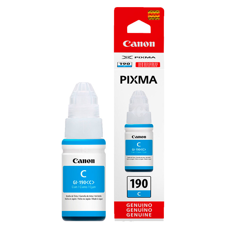 Botella de Tinta Canon GI-190C Cian 70ml