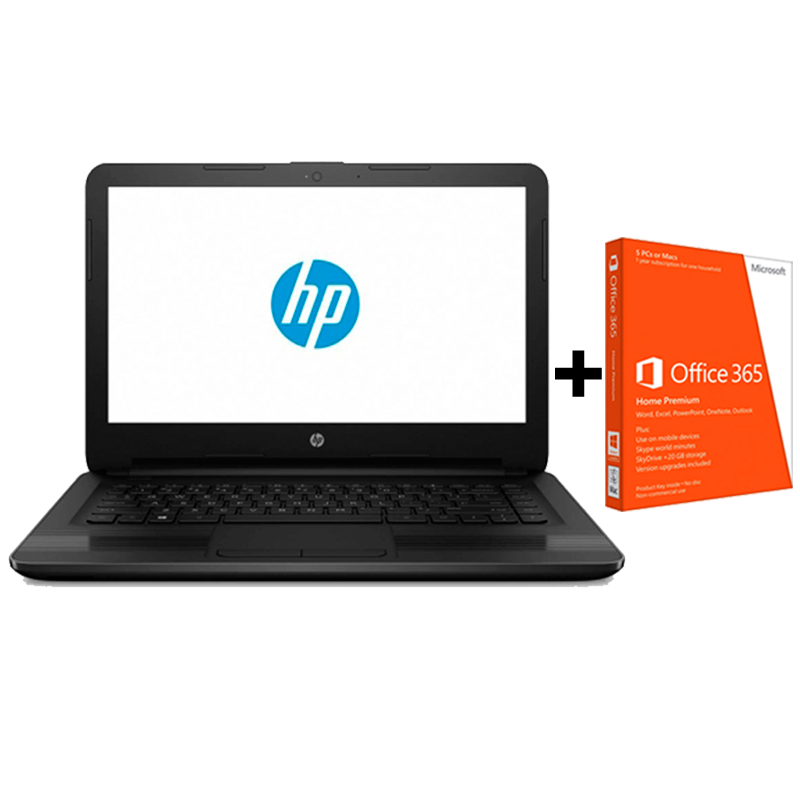 Kit de Laptop HP 14-AN011LA - AMD Quad Core E2-7110 - 4GB Ram - HDD 1TB - 14” - W10 + Office 365 Hogar 1 Año